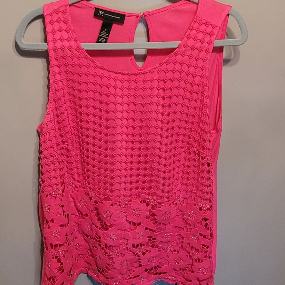 Crochet Overlay bling sleeveless top
